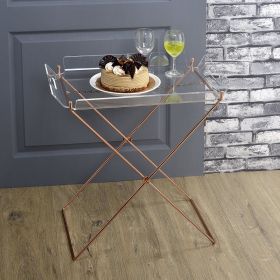 Clear and Copper Tray Table with Removable Tray