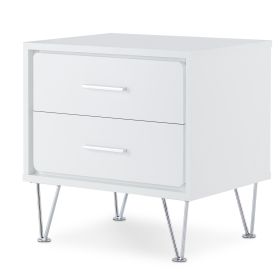 White 2-Drawer Accent Table with Hairpin Legs