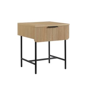 Modern Fluted-Door Minimalist Side Table â€“ Coastal Oak