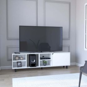 TV Stand for TVÂ´s up 70" Estocolmo, Four Open Shelves, White Finish