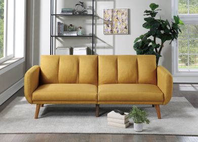 Elegant Modern Sofa Mustard Color Polyfiber 1pc Sofa Convertible Bed Wooden Legs Living Room Lounge Guest Furniture