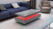 Ria Modern & Contemporary Style Built in LED Style Coffee Table in Gray color Made with Wood & Glossy Finish