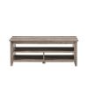 Coastal Grooved Panel Coffee Table with Lower Shelf â€“ Grey Wash