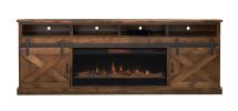 Bridgevine Home Farmhouse 93 inch Electric Fireplace TV Stand for TVs up to 100 inches, Aged Whiskey Finish