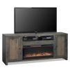 Bridgevine Home Joshua Creek 83 inch Electric Fireplace TV Stand for TVs up to 95 inches, Barnwood Finish