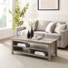 Coastal Grooved Panel Coffee Table with Lower Shelf â€“ Grey Wash