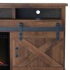 Bridgevine Home Farmhouse 93 inch Electric Fireplace TV Stand for TVs up to 100 inches, Aged Whiskey Finish