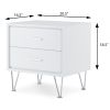 White 2-Drawer Accent Table with Hairpin Legs