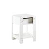 15.75" Rattan End table with drawer, Modern nightstand, side table for living room, bedroom,white