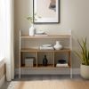 Modern Industrial Metal and Wood 3-Cubby Storage Console â€“ English Oak