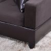 Dark Brown Flannel And PVC 3-Piece Couch Living Room Sofa Set A