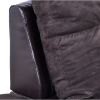 Dark Brown Flannel And PVC 3-Piece Couch Living Room Sofa Set A