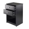 Ava Accent Table with 2 Drawers in Black Finish