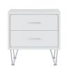 White 2-Drawer Accent Table with Hairpin Legs