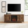 Modern Farmhouse Barn Door Fireplace TV Stand for TVs up to 65' â€“ Rustic Oak