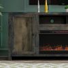 Bridgevine Home Joshua Creek 83 inch Electric Fireplace TV Stand for TVs up to 95 inches, Barnwood Finish