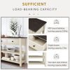 TREXM Retro Design Console Table with Two Open Shelves, Pine Solid Wood Frame and Legs for Living Room (Espresso+Beige)