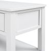 TREXM Retro Design Console Table with Two Open Shelves, Pine Solid Wood Frame and Legs for Living Room (Antique White)