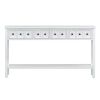 TREXM Rustic Entryway Console Table, 60" Long Sofa Table with two Different Size Drawers and Bottom Shelf for Storage (Antique White)