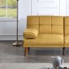 Mustard Polyfiber 1pc Adjustable Tufted Sofa Living Room Solid wood Legs Comfort Couch