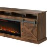 Bridgevine Home Farmhouse 93 inch Electric Fireplace TV Stand for TVs up to 100 inches, Aged Whiskey Finish