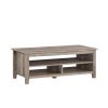 Coastal Grooved Panel Coffee Table with Lower Shelf â€“ Grey Wash