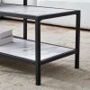 Modern Nesting coffee table Square & rectangle; Black metal frame with wood marble color top