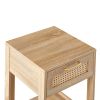 15.75" Rattan End table with drawer, Modern nightstand, side table for living room, bedroom,natural