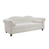 Classic Traditional Living Room Upholstered Sofa with high-tech Fabric Surface/ Chesterfield Tufted Fabric Sofa Couch, Large-White