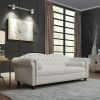 Classic Traditional Living Room Upholstered Sofa with high-tech Fabric Surface/ Chesterfield Tufted Fabric Sofa Couch, Large-White